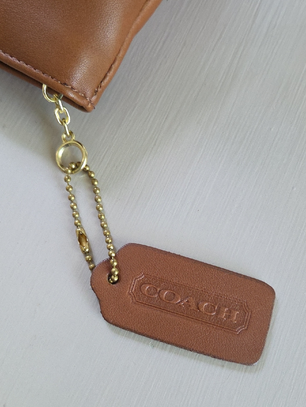 COACH British Tan Vintage Cosmetic Leather Zip Case 1990's - Picture 7 of 10